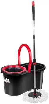 Dirt Devil Slingshot Mopp-Set, 360&deg; Moppkopf, Teleskopgriff Edelstahl, 16L Eimer mit Wringer, schwarz/rot (Slingshot)