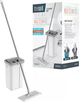 Teesa New Clean R13 Flachmopp mit Doppelkammer-Eimer, Mikrofaser, 5,7l (TSA0045)