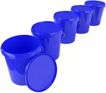 FixedByU Eimer mit Deckel und Griff, 15,9l, blau, lebensmittelecht, 5er-Set (20040470-V-59)