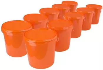 FixedByU Eimer mit Deckel 16L orange, lebensmittelecht, 10er-Set (20040470-V-46)