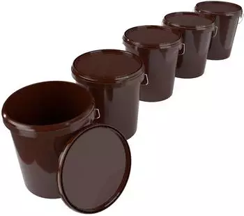FixedByU Eimer mit Deckel 16L, lebensmittelecht, braun, 5er-Set (20040470-V-80)