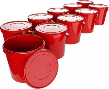 FixedByU Eimer mit Deckel 10L, rund, rot, lebensmittelecht, 10-tlg. (20050043-VAR-Rund-Rot-10)