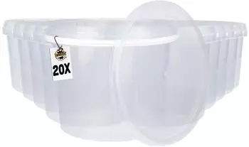 FixedByU Kunststoffeimer mit Deckel, rund, transparent, 4l, 20er-Set (200500381-VAR-Rund-Transparent-8)