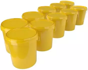 FixedByU Eimer mit Deckel 10er-Set 16L lebensmittelecht, gelb (20040470-V-39)
