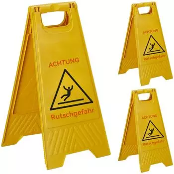Relaxdays Hinweisschild Achtung Rutschgefahr, Aufsteller, 3er-Set