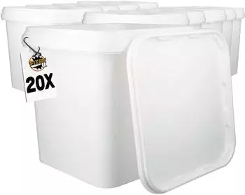 FixedByU Kunststoffeimer eckig mit Deckel, weiß, 5,4L, 20-tlg. (20050051-VAR-Eckig-weiß-11)