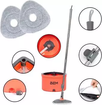 BEM ORBITA Wischmopp-Set mit Eimer, Auswringfunktion, Filtersystem (LV-F03)