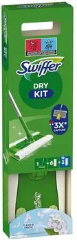 Swiffer Cleaning kit containing 8 dry wipes and 3 wet wipes