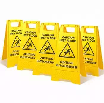 Bayli Warnaufsteller „Achtung Rutschgefahr" klappbar, 5er-Set (5er Set Warnschild „Achtung Rutschgefahr")