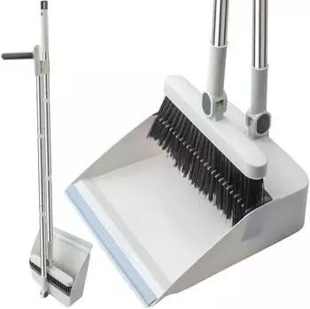 LuxusKollektion Besen & Kehrschaufel Set mit Kammz&auml;hnen, Langstiel