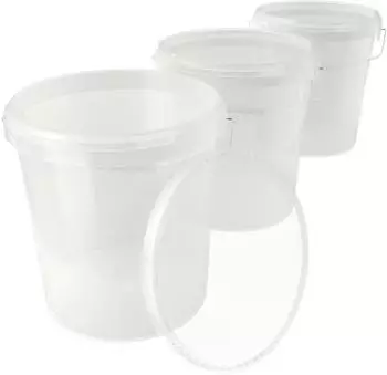 FixedByU Eimer mit Deckel 16L transparent, lebensmittelecht, luftdicht, 3er-Set (20040470-V-23)