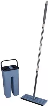 Alpina Wischmopp & Eimer Set 360&deg; Rotation, 2 Mikrofasert&uuml;cher, blau