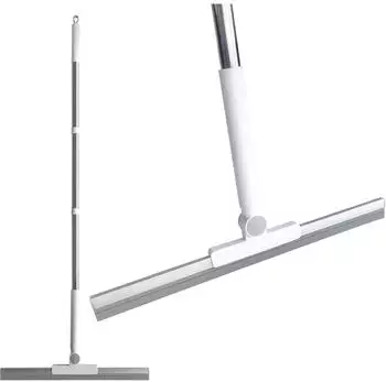 LuxusKollektion Duschabzieher mit Gummilippe 42cm, Edelstahlgriff 133cm, wei&szlig;