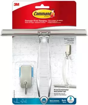 3M Command Stainless Steel Hook and 2 Water-Resistant Strips