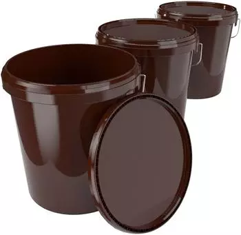 FixedByU Eimer mit Deckel 16L, lebensmittelecht, braun, 3er-Set (20040470-V-79)