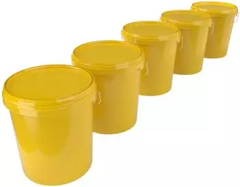 FixedByU Eimer mit Deckel 5er-Set, 16L, gelb, lebensmittelecht (20040470-V-38)