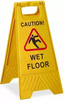 Relaxdays Warnschild "Caution Wet Floor" 2-seitig, gelb