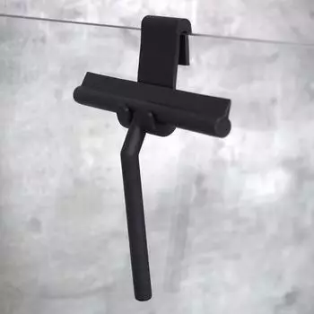 WITEN&NOCK Duschabzieher Silikon mit Wandhalter, schwarz matt (ohne Bohren)