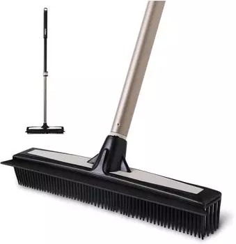 LuxusKollektion Gummibesen 2-in-1 mit Teleskopstiel 137cm für Tierhaare & Hartböden