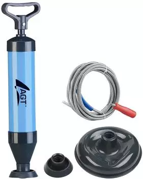 AGT Rohrreinigungs-Set 2in1-Saugglocke & Abflussreiniger + 5m-Spirale (ZX8168)