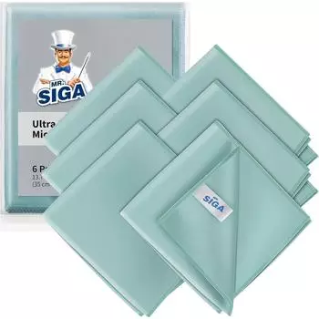 LuxusKollektion MR.SIGA Ultrafeine Mikrofaser-Reinigungstücher für Fenster & Spiegel, 6er-Set, 35x40cm