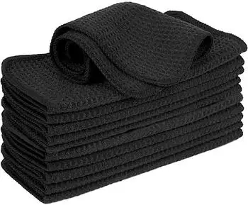 LuxusKollektion Mikrofasertücher Waffel schwarz 20x20cm, 12er-Set