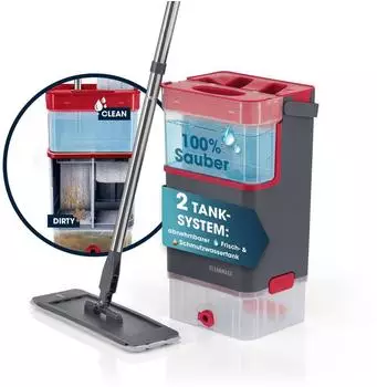 CLEANmaxx Komfort-Mopp DuoTank mit 2-Kammer-Eimer, 132cm Stiel (30094)