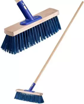 Kadax Straßenbesen mit Holzstiel und Nylonborsten, blau, 40cm (K1979)