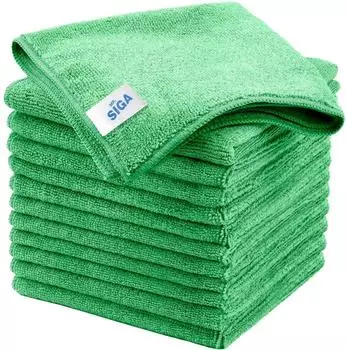 LuxusKollektion Mikrofaser Reinigungst&uuml;cher 12er Set, gr&uuml;n, 32x32cm