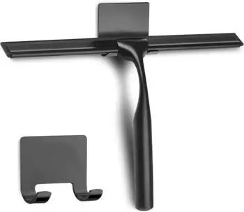 LuxusKollektion Duschabzieher Edelstahl 25cm, schwarz, mit Selbstklebehaken