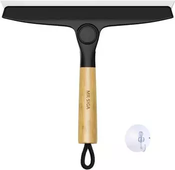 LuxusKollektion Silikonabzieher mit schwenkbarem Bambusgriff, 25,4cm, schwarz