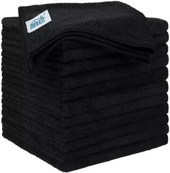 LuxusKollektion Mikrofasert&uuml;cher 12er Set, 32x32cm, schwarz, fusselfrei