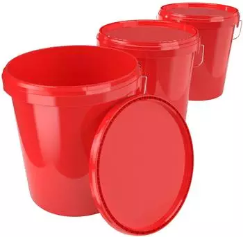 FixedByU Eimer mit Deckel und Griff, 16L, rot, 3er-Set (20040470-V-51)