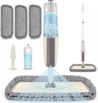 LuxusKollektion Sprühwischer 360° mit 3 wiederverwendbaren Pads, 410ml Tank