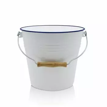 Krüger Husum Mini-Eimer 1,2L, Emaille, weiß, Ø14cm (13214/HU)