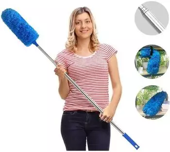LuxusKollektion Teleskop-Staubwedel Mikrofaser, ausziehbar bis 254cm, blau