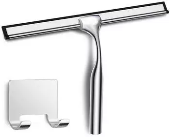 LuxusKollektion Duschabzieher 25cm Edelstahl mit Selbstklebehaken, silber