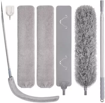 LuxusKollektion Teleskop-Staubwedel Set Mikrofaser, biegbar, grau, 3-tlg.