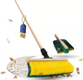 Novaliv Krallenbesen mit Stiel 60cm und Kehrgarnitur Outdoor