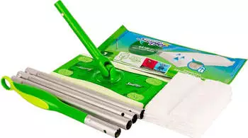 Swiffer Systemstarter (Bodenstab + 8 Trockentücher + 3 Wet Wischtücher) – Maximale Flexibilität durch intelligentes Drehgelenk und abnehmbaren Bezug