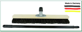 Novaliv Saalbesen Naturhaar 40 cm - Besen mit Stiel ausziehbar - Rosshaar schwarz - Weich - fein