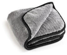 MEGA Clean Professional MEGA Flausch Mikrofasertuch, Ideal für die Autopflege, 40 x 40 cm, 600 g/qm, 1 Stück grau / schwarz