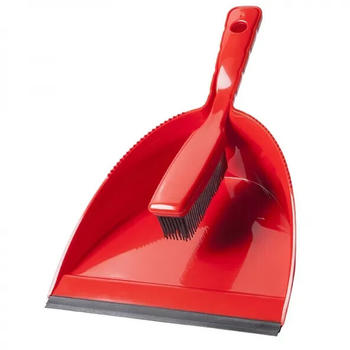 Haug Gumminoppen-Kehrgarnitur, Handbesen aus Weichkautschuk, Set aus Handfeger und Kehrschaufel