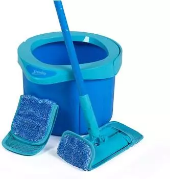 Spontex Express System+ Compact Set, Flachwischer, Stiel, 2 Bezüge, Eimer und Schleuder