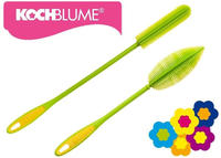 Kochblume Flaschenb&uuml;rste 36cm & Flaschenb&uuml;rste Slim 2er Set | Premium-Silikon & BPA