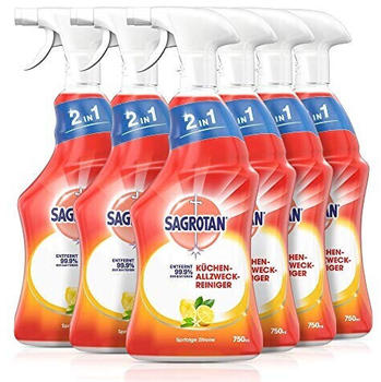 Sagrotan Küchen-Allzweck-Reiniger Spritzige Zitrone - 6 x 750 ml Sprühflasche