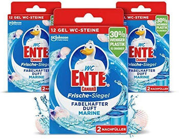 WC Ente Frische-Siegel Nachfüller 3 x 12 Gel WC-Steine, Marine Duft, 3er Pack (3 x 72 ml)