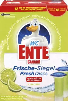 WC Ente WC Reiniger, Frische-Siegel Nachfüllpack Limone (2 St) – Effektive Reinigung und einfache Anwendung