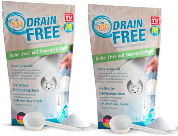 MediaShop Pure100 Drain Free Abflussreiniger 1kg + 1kg