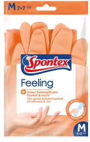 Spontex Feeling Handschuhe Größe 7-7,5 mit Latex orange – Hautverträglichkeit und Schutz